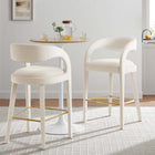 Modway Pinnacle Performance Velvet Bar Stool - Ivory Gold - Set of 2-Dense Foam Padding