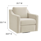 Modway Liora Performance Velvet Armchair - Alabaster-Removable Back and Seat Cushion