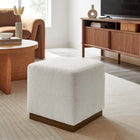 Modway Tilden 17" Square Boucle Upholstered Ottoman - Cloud/Walnut-Non-Marking Foot Glides