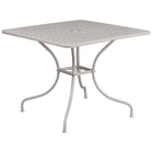 35.5'' Square Light Grey Indoor-Outdoor Steel Patio Table Set with 2 Round Back Chairs [CO-35SQ-03CHR2-SIL-GG]-Designed for Indoor and Outdoor Use