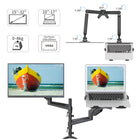 ShoppingAll Dual Monitor and Laptop Gas Spring Arm for 15-32" Monitors and 10-17" Laptops - Black-Dimensions: 17.7"L x 12.6"W x 7.7"H