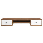 Modway Transmit 60" Wall Mount Wood Office Desk - Walnut White-Durable Particbleboard Construction