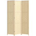 HOMCOM 3-Panel Bamboo Wave Freestanding Room Divider for Indoor Bedroom Office - Natural Wood-Great for creating a personal space or dividing up large rooms
