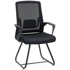 HOMCOM Reception Chair with Lumbar Support and No Wheels - Black-Contoured backrest with lumbar support relieves back pressure during long hours