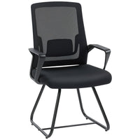 HOMCOM Reception Chair with Lumbar Support and No Wheels - Black-Contoured backrest with lumbar support relieves back pressure during long hours