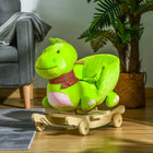 Qaba Toddlers 2-in-1 Plush Ride-On Dinosaur Stroller and Rocking Horse -Built on a sturdy wood base, with a reinforced steel frame, and covered with a soft plush cover 