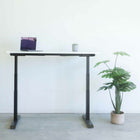 MotionGrey 55" Motion Electric Height Adjustable Standing Desk with German Dual Motors for Home and Office- White Top- Black-MDF surface desk top with industrial grade steel standing desk leg frame