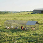 PawHut Metal Chicken Coop - Small - 168.5" x 42.1" x 43.7" - Grey-Features six doors, offering access for easy daily care
