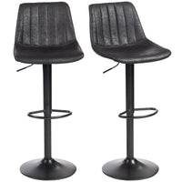 HOMCOM Adjustable Leathaire Swivel Bar Stools with Back - Black - 2 Pack-Set of two chairs for a stylish and coordinated look
