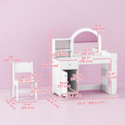 Qaba Kids Vanity Set with Lighted Mirror - White-Features rounded corners for stress-free play
