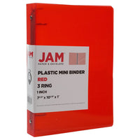 JAM Paper Plastic 1" Mini 3-Ring Binder - Red-Colour: Red | Be stylish and organized with colourful binders