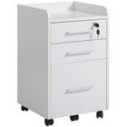 HOMCOM Vertical Mobile Filing Cabinet with Lockable Drawer - White-Upper 2 drawers provide extra storage spaces
