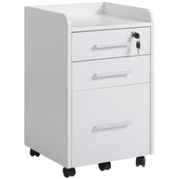HOMCOM Vertical Mobile Filing Cabinet with Lockable Drawer - White-Upper 2 drawers provide extra storage spaces
