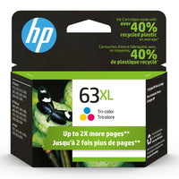 HP 63XL Tri-Colour High Yield Original Ink Cartridge (F6U63AN)-Colour: Tri-Colour