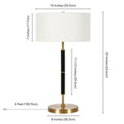 Hudson&Canal Simone 25" Tall 2-Light Table Lamp with Fabric Shade - Black/Brass/White-Product Dimensions: 14" L x 14" W x 25" H