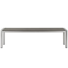 Modway Shore Outdoor Patio Aluminum Bench - Silver/Grey-Anodized Aluminum Frame