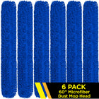 Gritt Commercial Microfiber Looped Dust Mop Pad Head - 60" x 5" - Blue - 6 Pack-Easily launderable for increased longevity