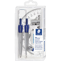 Staedtler 10-piece Math School Set - Blue/Silver-10-piece Math School Set
