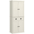 HOMCOM 72" H Freestanding Kitchen Pantry Cabinet with Drawer - Cream White-Elegant modern design with beadboard panels and antique handles 