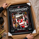 Frameworth Carolina Hurricanes 2026 Stanley Cup Champions: Taylor Hall Shield Design PhotoGlass Framed Photo - 18" W x 22" H-Frameworth quality: Made in Canada by Frameworth Sports Marketing, established 1992, producing officially licensed sports memorabilia