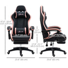 Vinsetto Computer Gaming Chair with Footrest and Swivel Wheels - Black-Removable head and lumbar pillow included