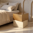 Zuo Cinza Side Table - Gold/Beige-Dimensions: 18.1" L x 18.1" W x 20.1" H