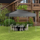 Outsunny 10 ft W x 10 ft L Pop Up Canopy Tent with Airy Top Vent and Bag - Grey-Dark grey-coated Oxford fabric provides superior UV protection