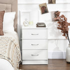 HOMCOM Bedside Table with 3 Drawers - White-Non-slip pads to protect your floor from scratches 