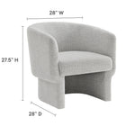 Modway Muse Boucle Fabric Barrel Accent Chair - Newsprint-Brushed Boucle Fabric Upholstery