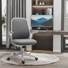 Vinsetto Fabric Office Desk Chair with Flip-Up Arms and Swivel Seat - Grey-Lumbar support can be adjusted, allowing you to choose a better position to support your lumbar