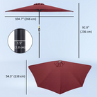 Outsunny Half-Round Patio Umbrella with Crank and 5 Ribs - 9' - Wine Red-Convenient set up and take down with the crank handle