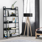 HOMCOM Modern Bookshelf Storage with 5-Tier Wide Shelving - Black-Ladder shelf style makes maximum use of your floor space 