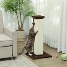 PawHut 32" Cat Scratching Post with Sisal Teasing Ball - Brown-Covered in soft plush, your cats will love this feline-friendly touch 
