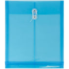 JAM Paper Plastic Envelopes with Button and String Tie Closure, Letter Open End, 9.75 x 11.75, Blue Poly, 12 Pack (118B1BU)-Blue
