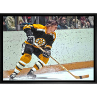 Bobby Orr Boston Bruins Skating Black Jersey - Framed Canvas - 31" x 22"-Premium canvas print with gallery-wrapped edges