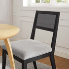 Modway Nimba Faux Rattan Fabric Dining Chairs - Heathered Weave Light Grey - 2 Pack-Non-Marking Foot Glides