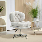 HOMCOM Armless Office Desk Chair with Wide Thick Padded Seat - White-Breathable linen-feel fabric cover enhances comfort and ventilation