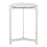 Zuo Barmas Side Table - White/Silver-Natural Marble round shape tabletop
