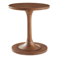 Modway Lina Round Wood Side Table - Walnut-Solid Mango Wood