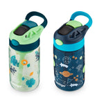 Contigo Kids Aubrey Leak-Proof Water Bottles - 14 oz (414 mL) - Cucumber Catci & Blueberry Cosmos - 2 Pack-Fun meets function: The innovative AUTOSPOUT design features a sturdy silicone straw that flips up with the touch of a button and folds back inside to stay protected when not in use