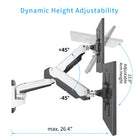 ShoppingAll Pneumatic Dual Gas Spring Dual Monitor Wall Mount - White-Monitor can tilt from -85 degrees to +90 degrees