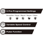 Salton Professional Grade Power Blender - 2 L - Charcoal Grey - Crush: powerful 2 hp motor crushes ice into snow in seconds. perfect for frozen drinks, snow cones and slushies! 