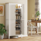 HOMCOM 70" H Kitchen Pantry Cabinet with Sensor LED Light - White-Four three-level adjustable shelves for flexible storage 