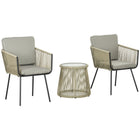 Outsunny 3-Pieces Wicker Patio Furniture Set - Coffee/Light Grey-Three-piece set, includes two chairs and matching table 

