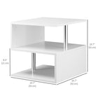 HOMCOM Square Side Table - White-Colour: White 