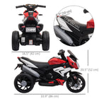 Qaba 6V Kids Electric 3-Wheel Motorcycle with Music and Headlights - Red-Wheel: Ф9.1" x 3.0"W (Ф23 x 7.5Wcm) 