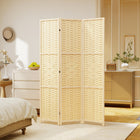 HOMCOM 3-Panel Bamboo Wave Freestanding Room Divider for Indoor Bedroom Office - Natural Wood-Elevated feet for more air circulation
