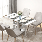 HOMCOM Drop Leaf Folding Dining Table with Storage Shelves for 4-6 - White-Large tabletop provide enough space for up to four people
