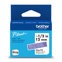 Brother Genuine BTAGF35 Label Tape for P-touch Label Makers - White on Purple - 12 mm W x 4 m L-Whatever your project, you have our word on it.Trust Brother, Canada’s reliable label maker brand for all your labelling needs.