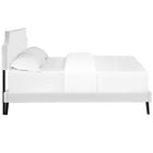Modway Laura Vinyl Queen Platform Bed with Round Splayed Legs - White-Center Rail with Support Two Legs